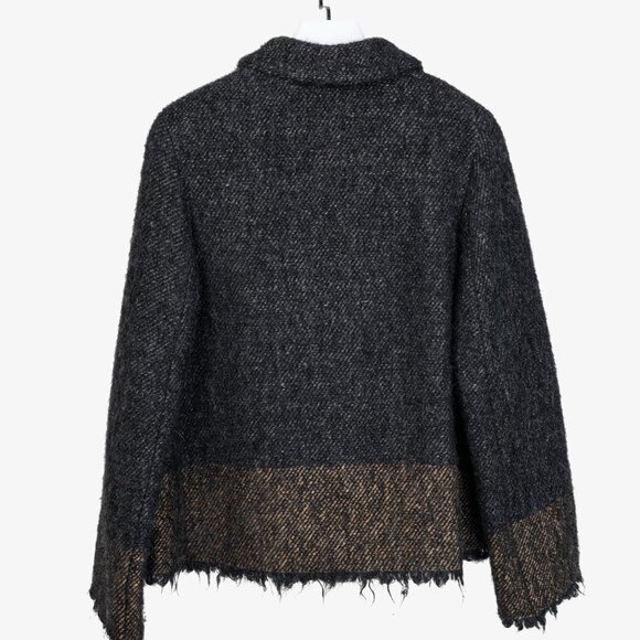 Annette Gortz Grey Brown Ombre Multi-Fibre Frayed Hems Jacket - Picture 2 of 16